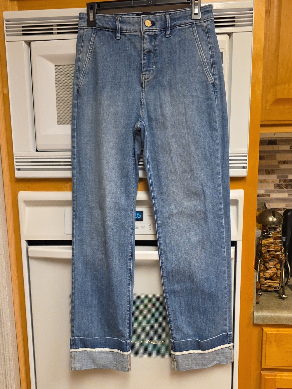 White House Black Market Light Blue Cuffed Jeans, Size 2L